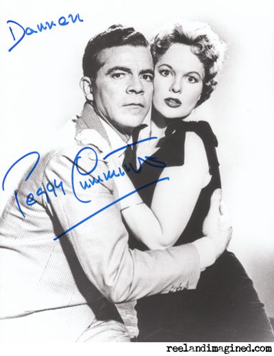 Peggy Cummins' autograph on a Night Of The Demon still Peggy Cummins' autograph on a Night Of The Demon still
