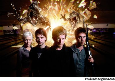 Hannah Spearitt, Andrew-Lee Potts, Douglas Henshall and James Murray in Primeval Hannah Spearitt, Andrew-Lee Potts, Douglas Henshall and James Murray in Primeval